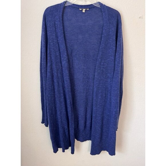 Eileen Fisher Sweaters - Eileen Fisher Cardigan XL Organic Linen Cotton Open Front Blue Long Sleeve Light